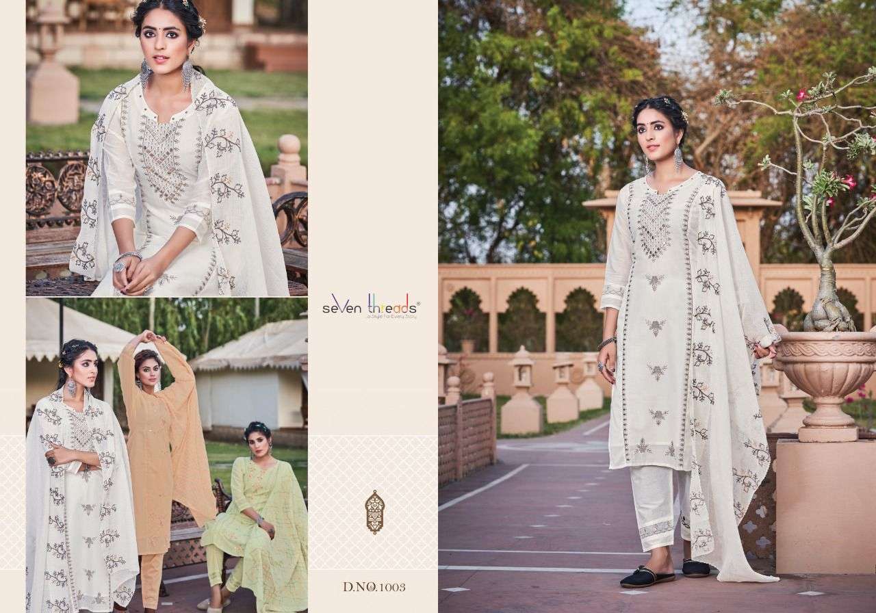 Seven Threads-Sangini-Mull-Cotton-Embroidery-Hand-Mirror-Work-Kurti-Embroidery-Work-Pant-Kota-Checks-Cotton-Dupatta-1003